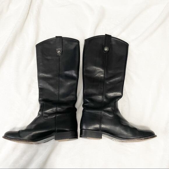 Frye Melissa lug button tall riding boots black leather Size 6 equestrian - Picture 6 of 9